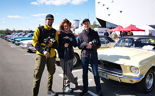Equipe tournage video automobile